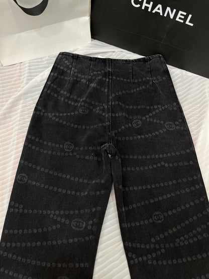 CC 25 Jean Printed Black White Washed Denim
