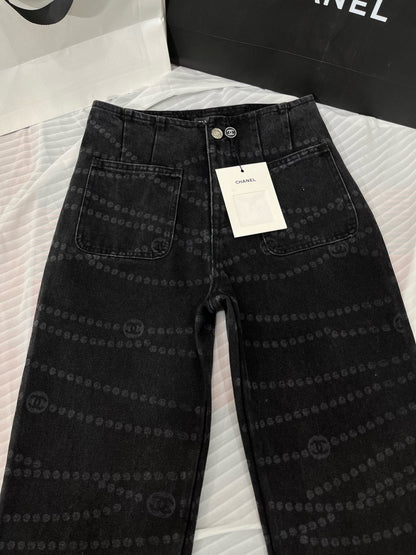 CC 25 Jean Printed Black White Washed Denim