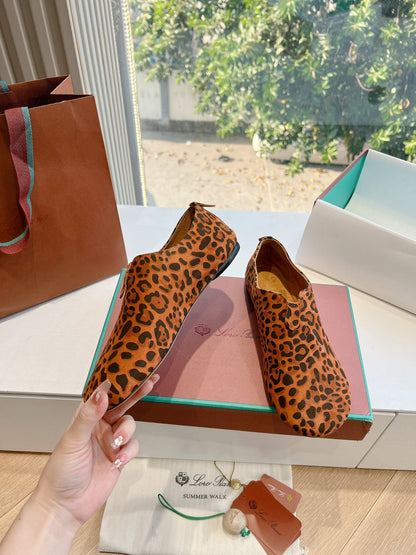 LP Floaty Flat Orange Black Leopard Print Suede 992985