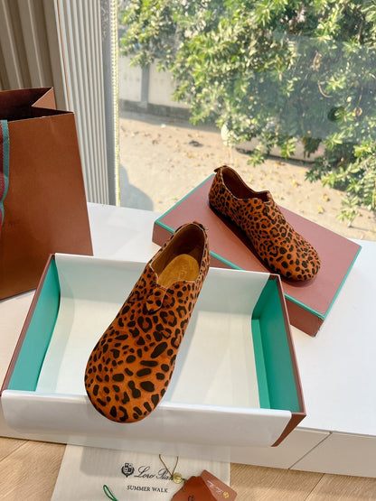 LP Floaty Flat Orange Black Leopard Print Suede 992985