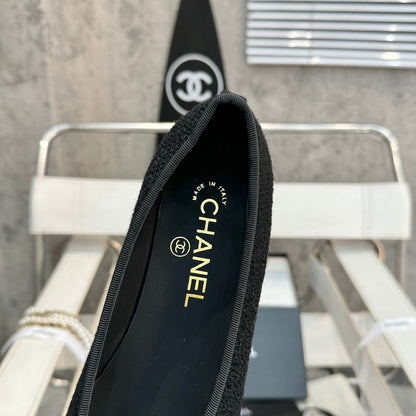 ballet flat black tweed patent calfskin