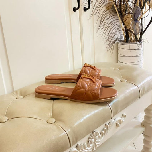 LV Neo Revival Flat Mule Brown Yellow Lambskin