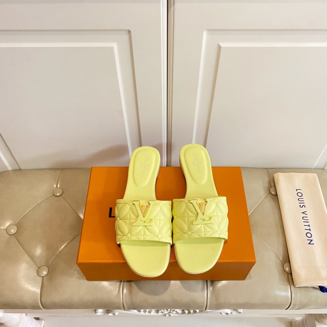 LV Neo Revival Flat Mule Lemon Yellow Lambskin