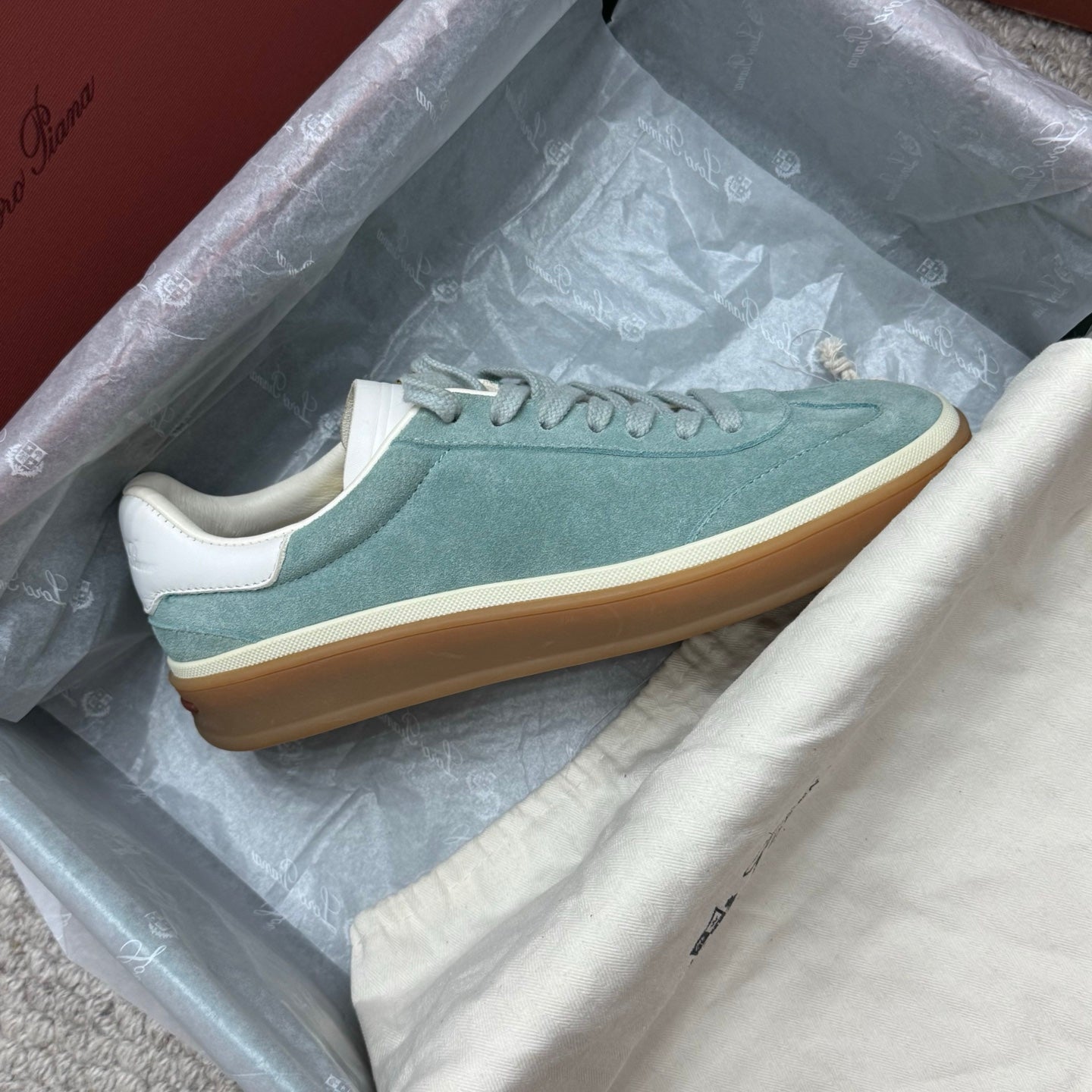 LP sneaker unisex style light aqua  sheepskin mix suede 384720