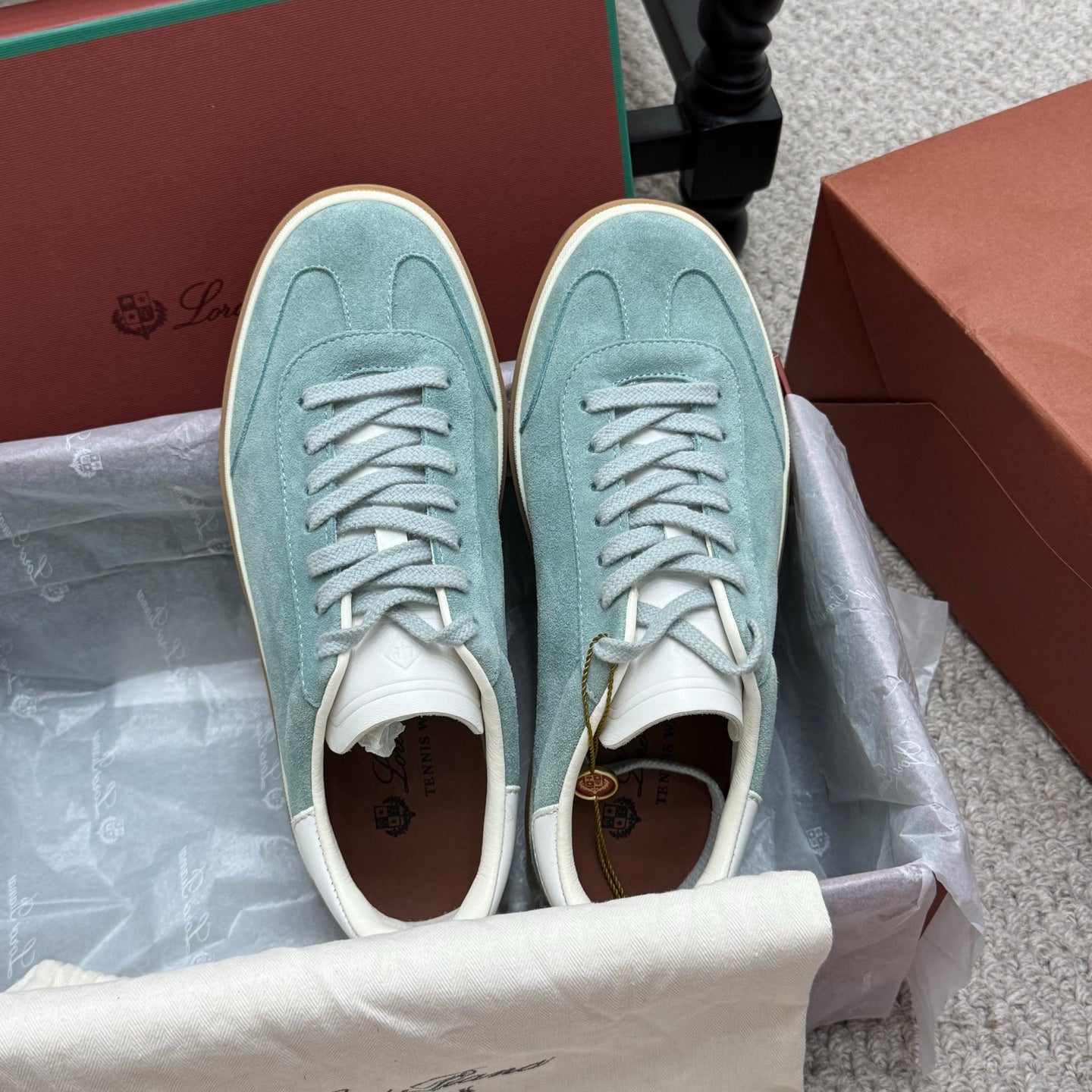 LP sneaker unisex style light aqua  sheepskin mix suede 384720