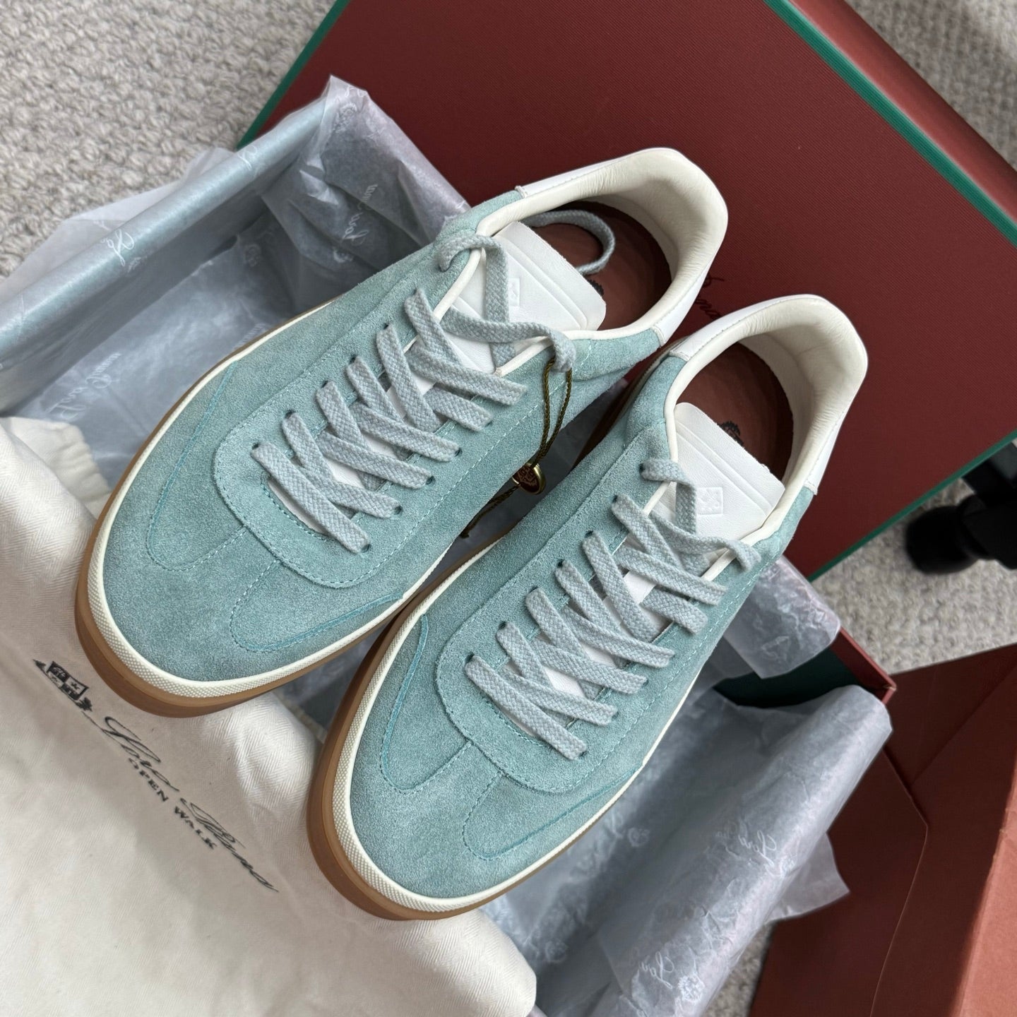 LP sneaker unisex style light aqua  sheepskin mix suede 384720