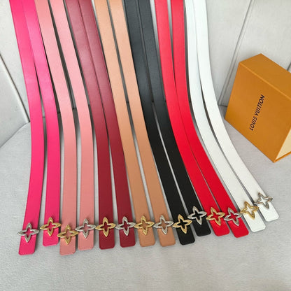 LV Flowergram 30mm Reversible Belt Gold Buckle Hot Pink Brown Leather