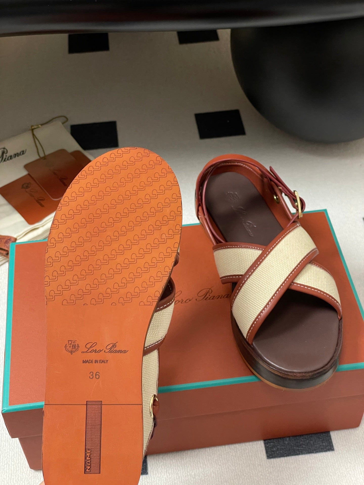 LP  Sandal Beige Orange Brown Cowhide 312167