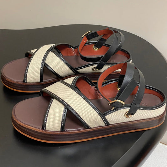 LP  Sandal Beige Brown Cowhide 312168