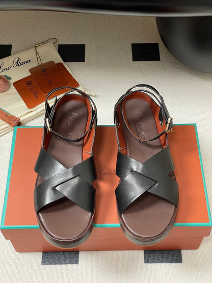 LP  Sandal Black Brown Cowhide 312170
