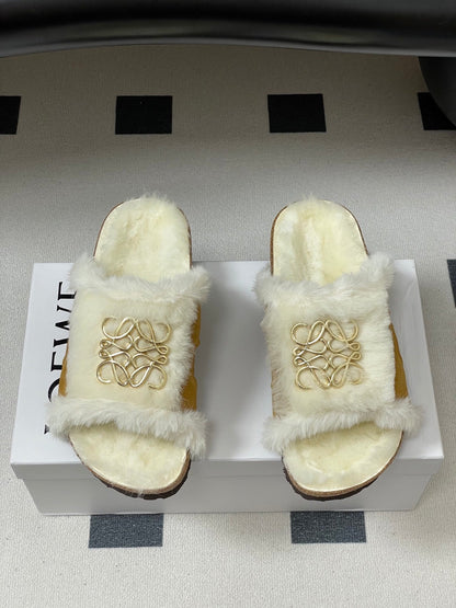 Loewe x Birkenstock slippers white tan further
