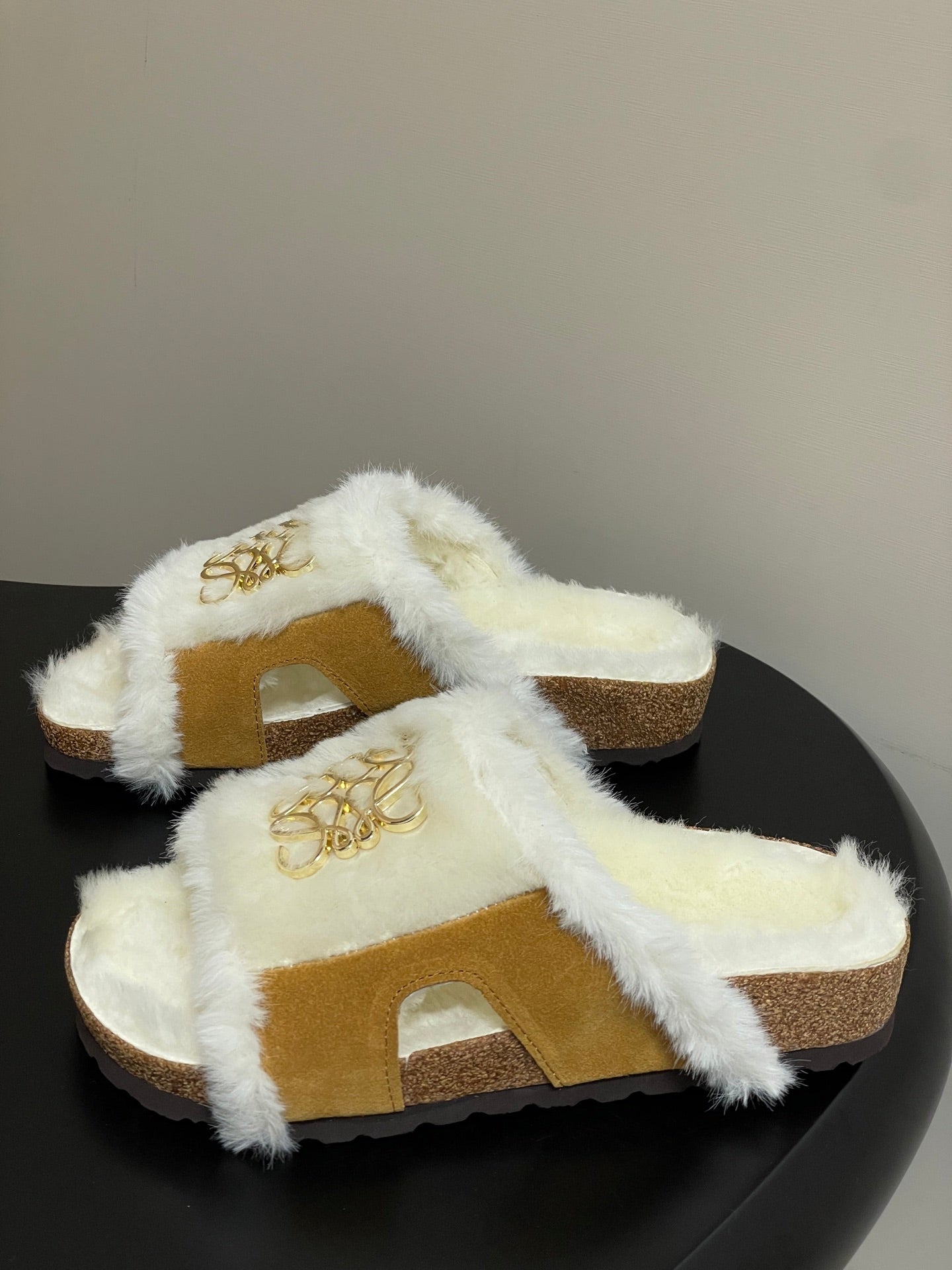 Loewe x Birkenstock slippers white tan further