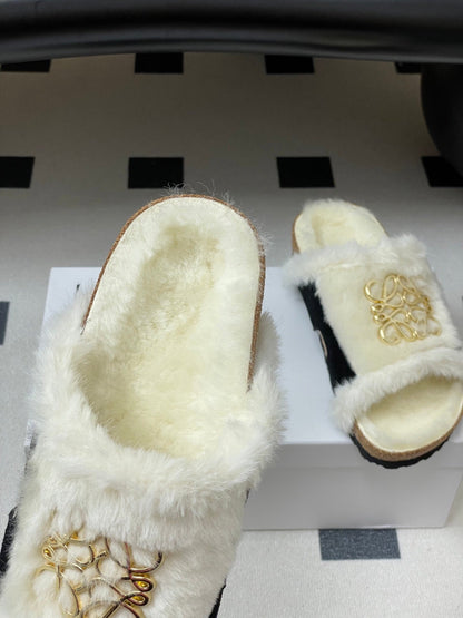 Loewe x Birkenstock slippers white black further