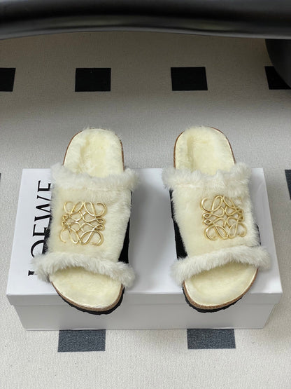 Loewe x Birkenstock slippers white black further