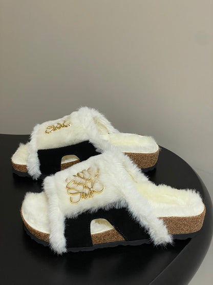 Loewe x Birkenstock slippers white black further