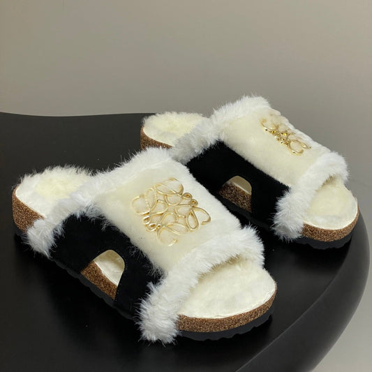 Loewe x Birkenstock slippers white black further