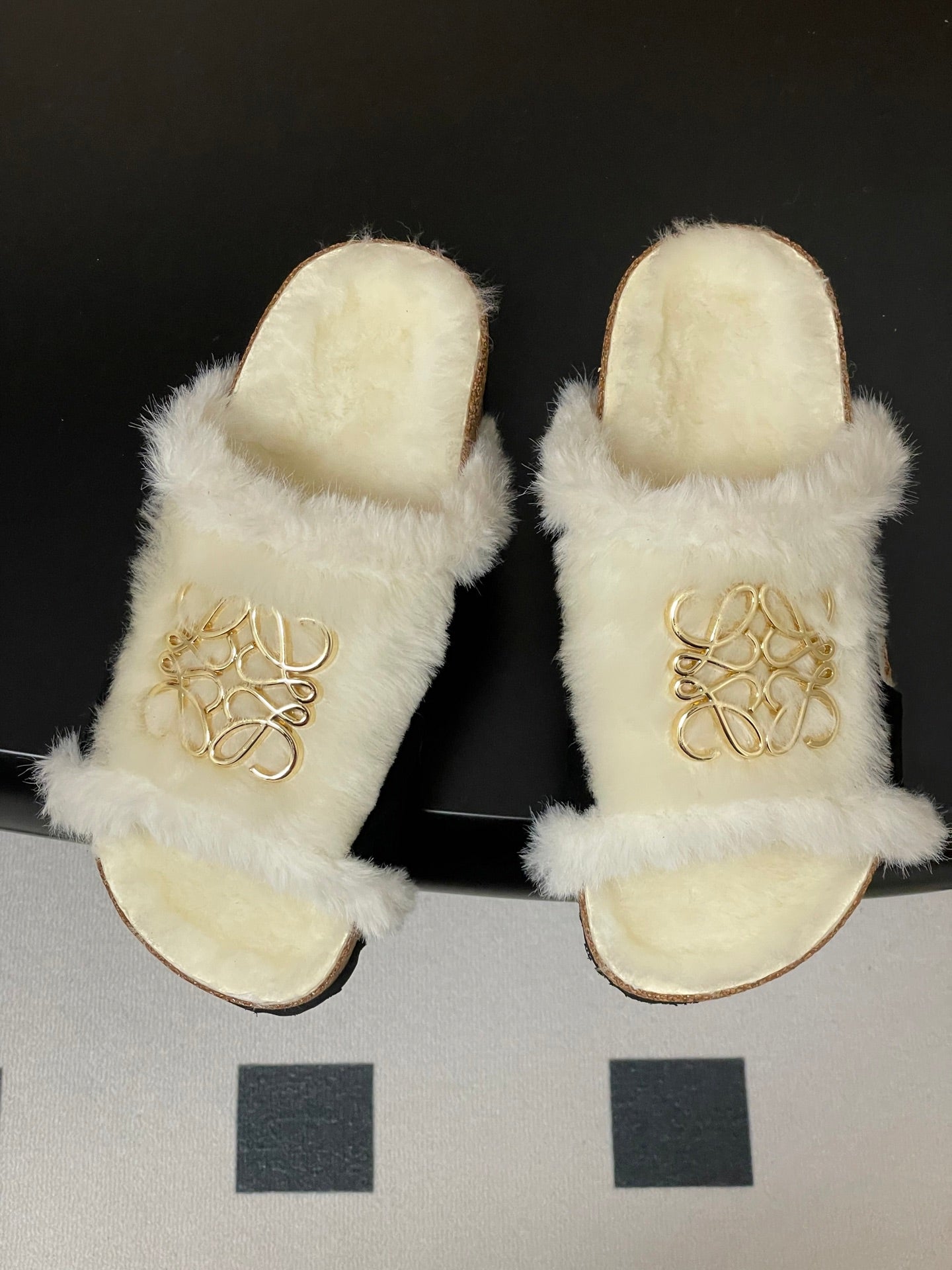 Loewe x Birkenstock slippers white black further