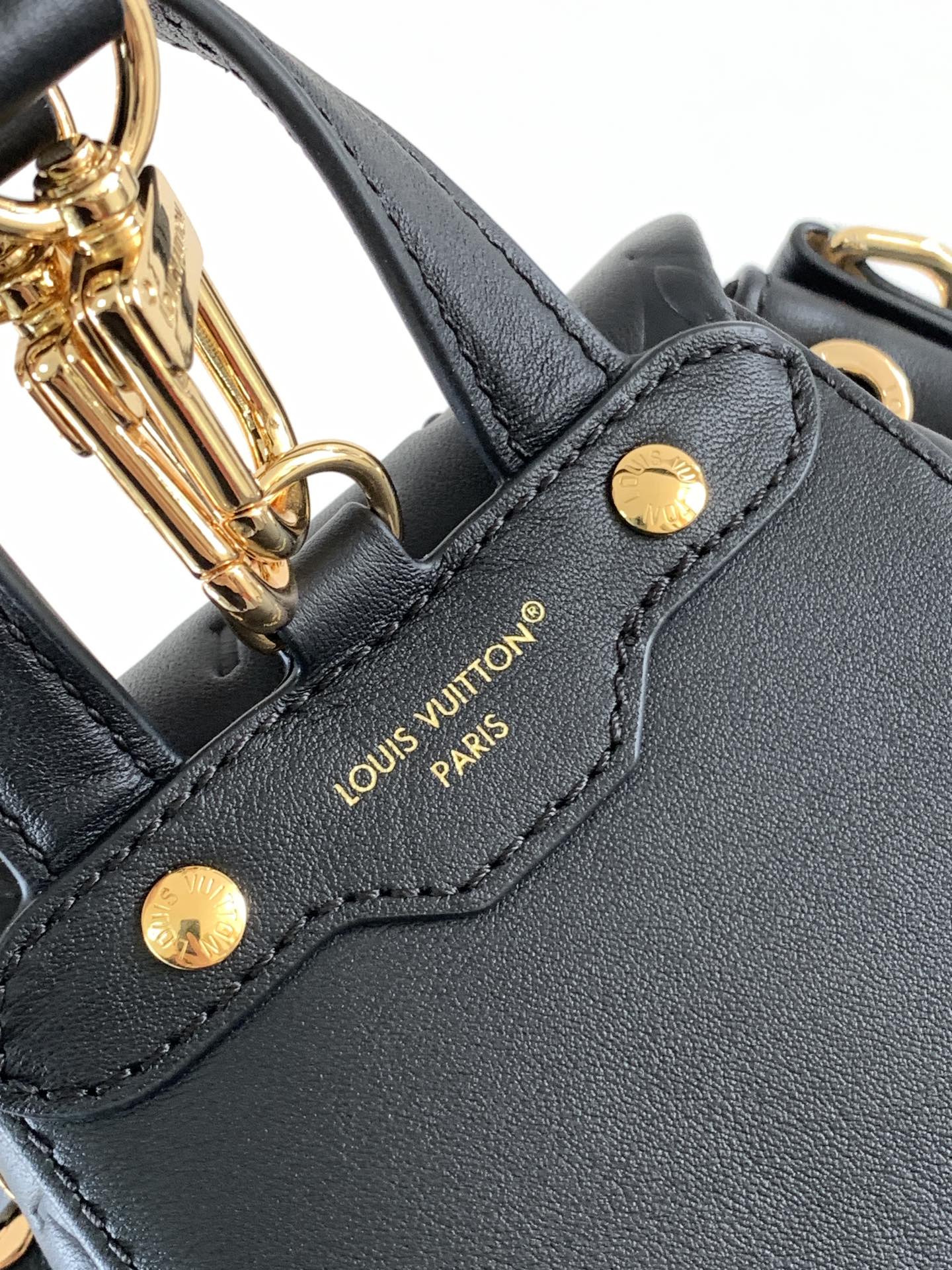 LV Coussin 20cm Backpack Black Gold Leather 252655