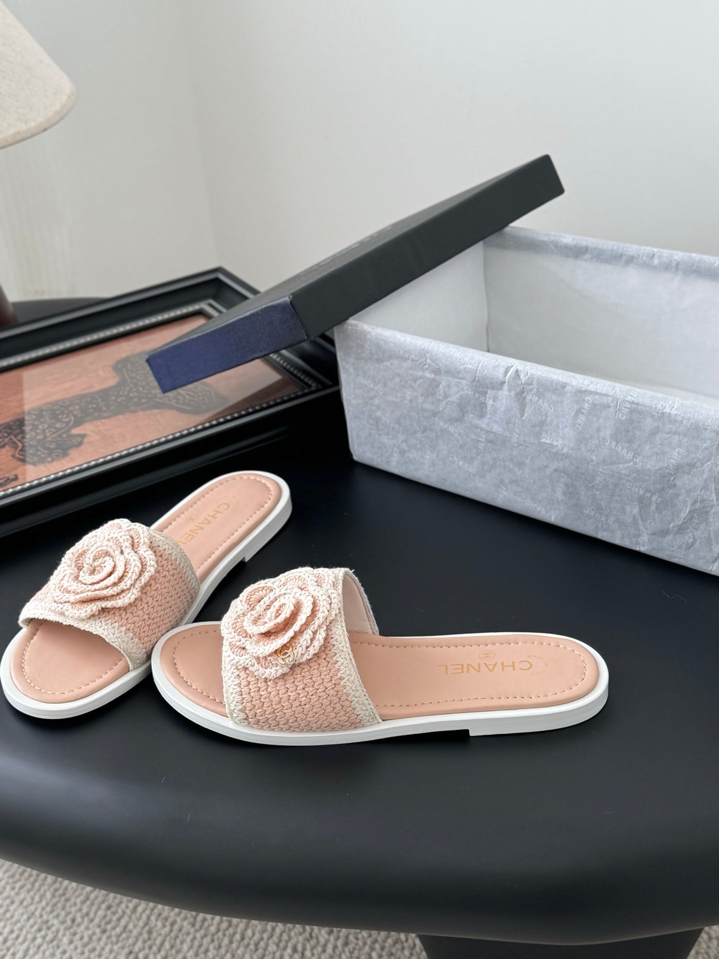 CC 25 Flower Slippers Pink Knitted 305304
