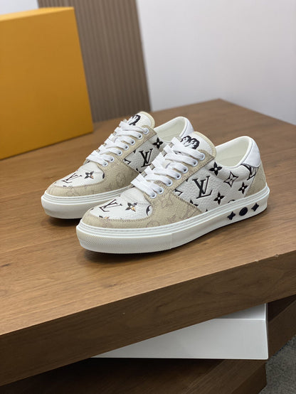 LV MONOGRAM BEIGE AND WHITE SNEAKERS