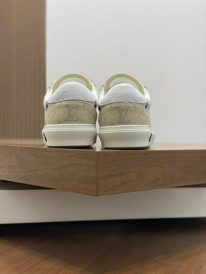 LV MONOGRAM BEIGE AND WHITE SNEAKERS