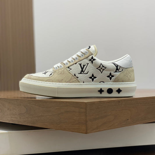 LV MONOGRAM BEIGE AND WHITE SNEAKERS