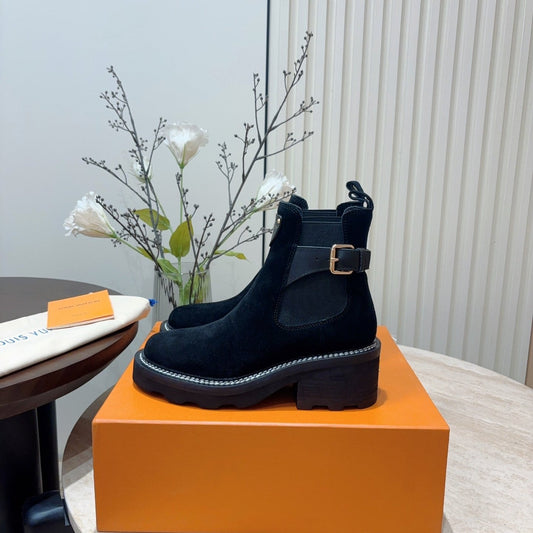 LV Beaubourg Ankle Boot Black Suede