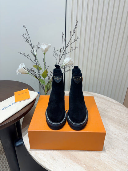 LV Beaubourg Ankle Boot Black Suede