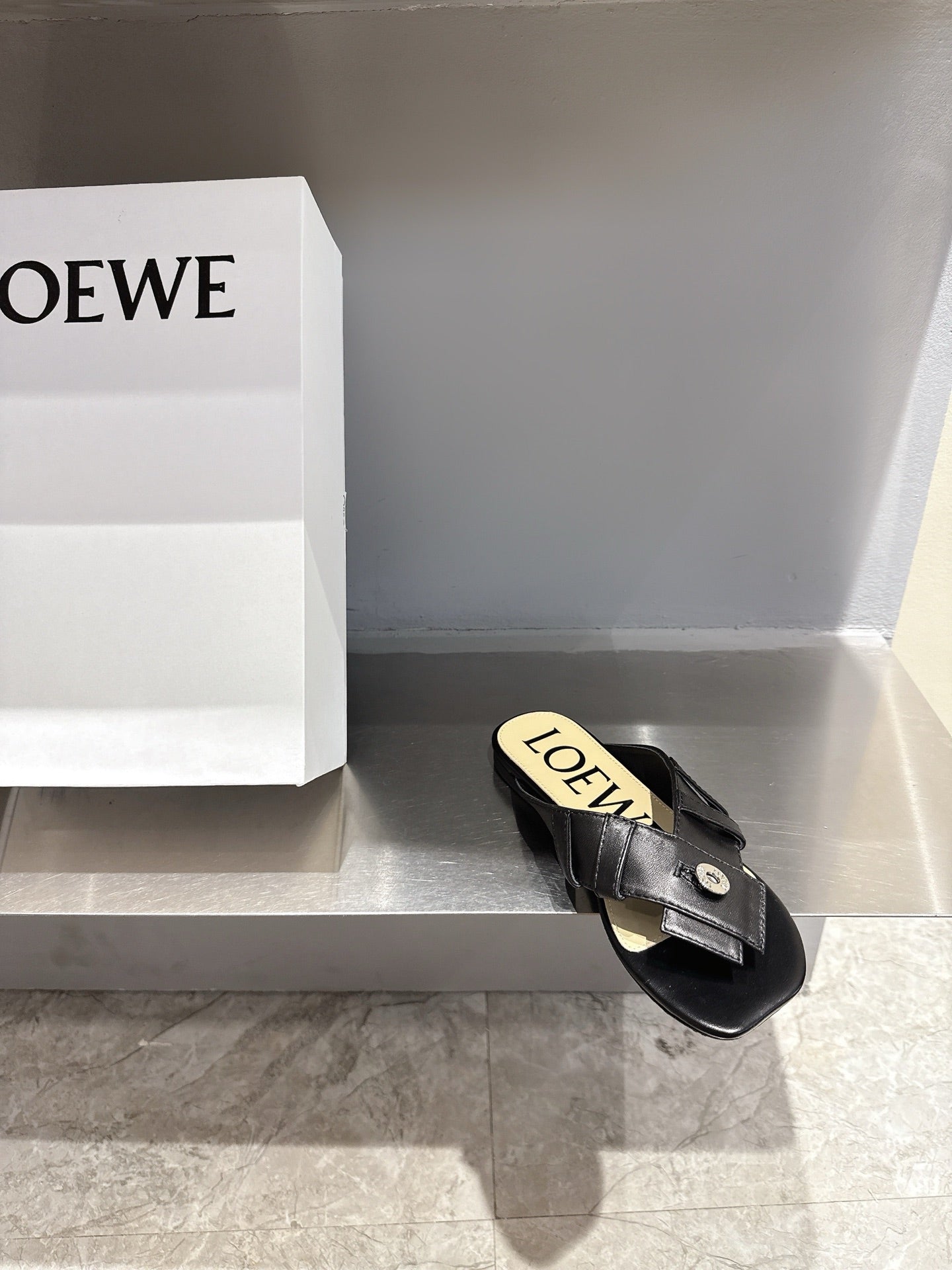 Loewe 25 Toy Panta Toe Thong Black Sheepskin