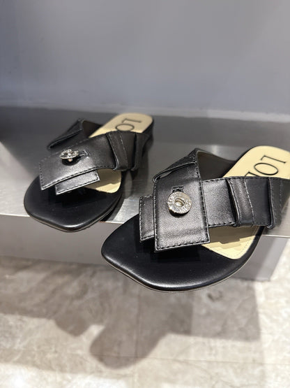 Loewe 25 Toy Panta Toe Thong Black Sheepskin