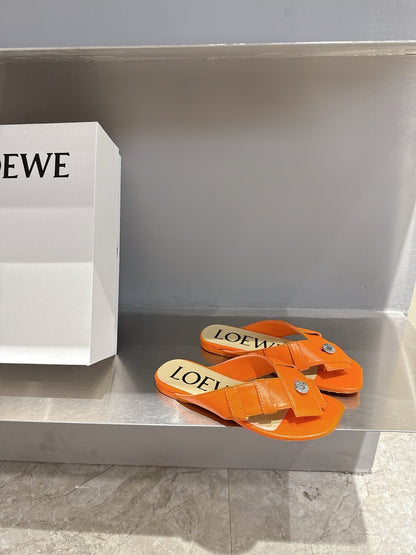 Loewe 25 Toy Panta Toe Thong Orange Sheepskin 317258