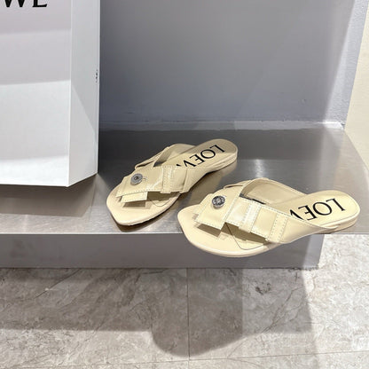 Loewe 25 Toy Panta Toe Thong Beige Sheepskin