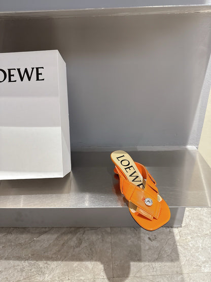 Loewe 25 Toy Panta Toe Thong 5cm Orange Sheepskin