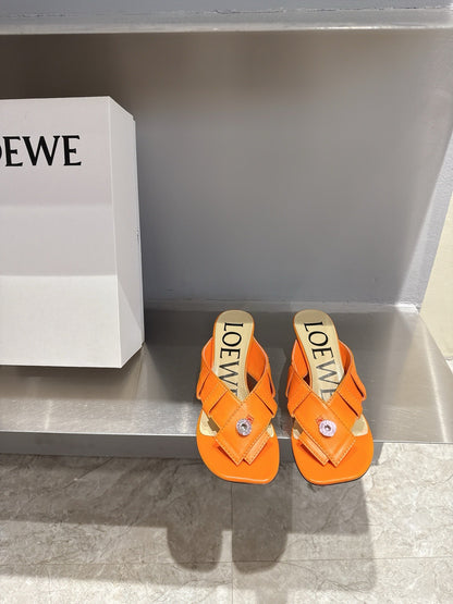 Loewe 25 Toy Panta Toe Thong 5cm Orange Sheepskin