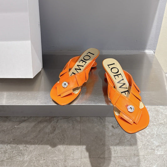 Loewe 25 Toy Panta Toe Thong 5cm Orange Sheepskin