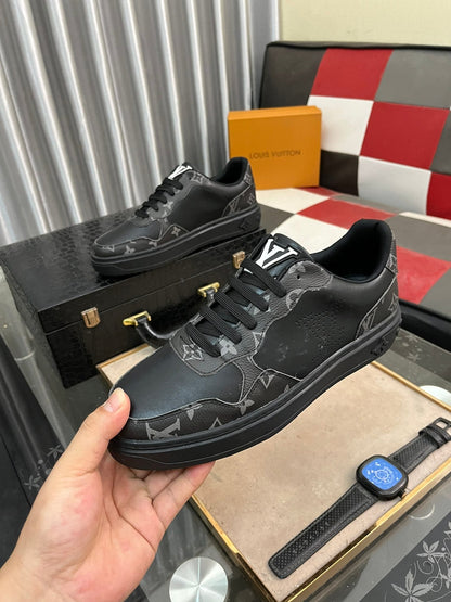 LV CLASSIC TRAINER SHOES IN BLACK CALFKSIN AND SUEDE