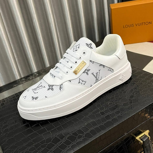 LV CLASSIC TRAINERS WHITE MESH AND CALFSKIN