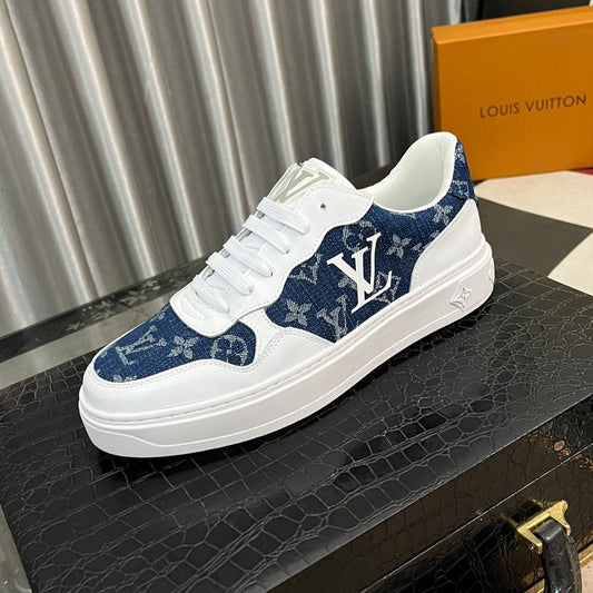 LV CLASSIC TRAINERS NAVY BLUE DENIM MIX WHITE CALFSKIN