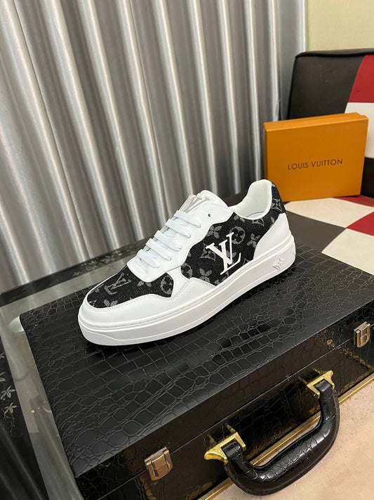 LV CLASSIC TRAINERS BLACK DENIM MIX WHITE CALFSKIN