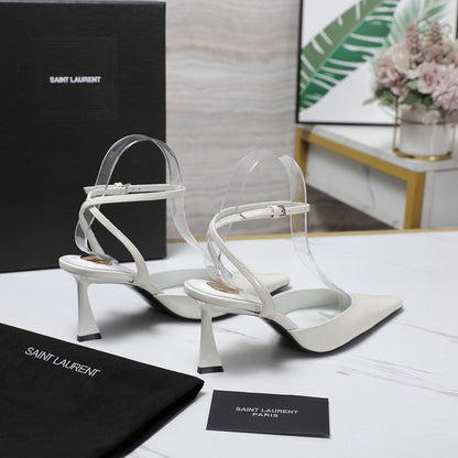 AIMÉE SLINGBACK PUMPS IN WHITE GLOSSY LAMBSKIN