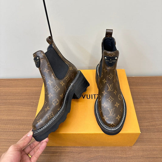 LV Beaubourg Ankle Boots Dark Brown Monogram Cowhide