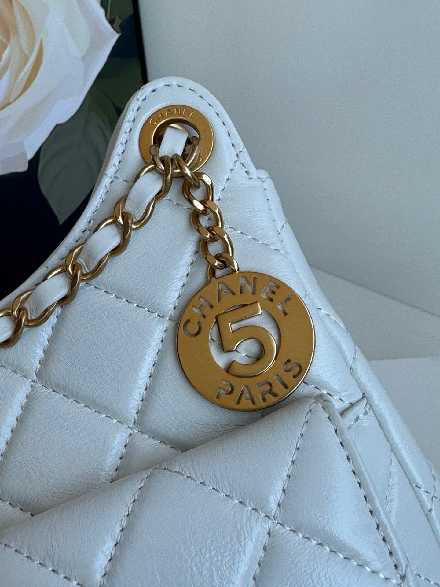 CC 23C Small Hobo Bag 21.5 Light Cloud Blue Lambskin Gold Hardware