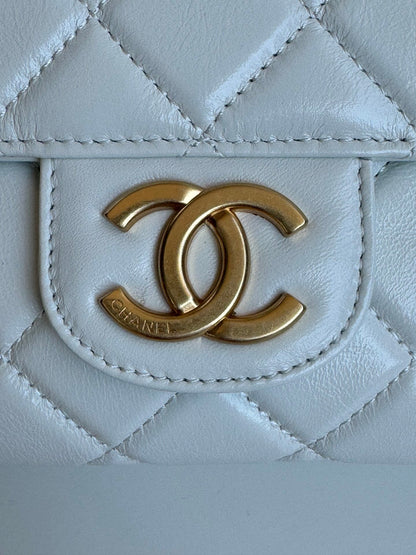 CC 23C Small Hobo Bag 21.5 Light Cloud Blue Lambskin Gold Hardware