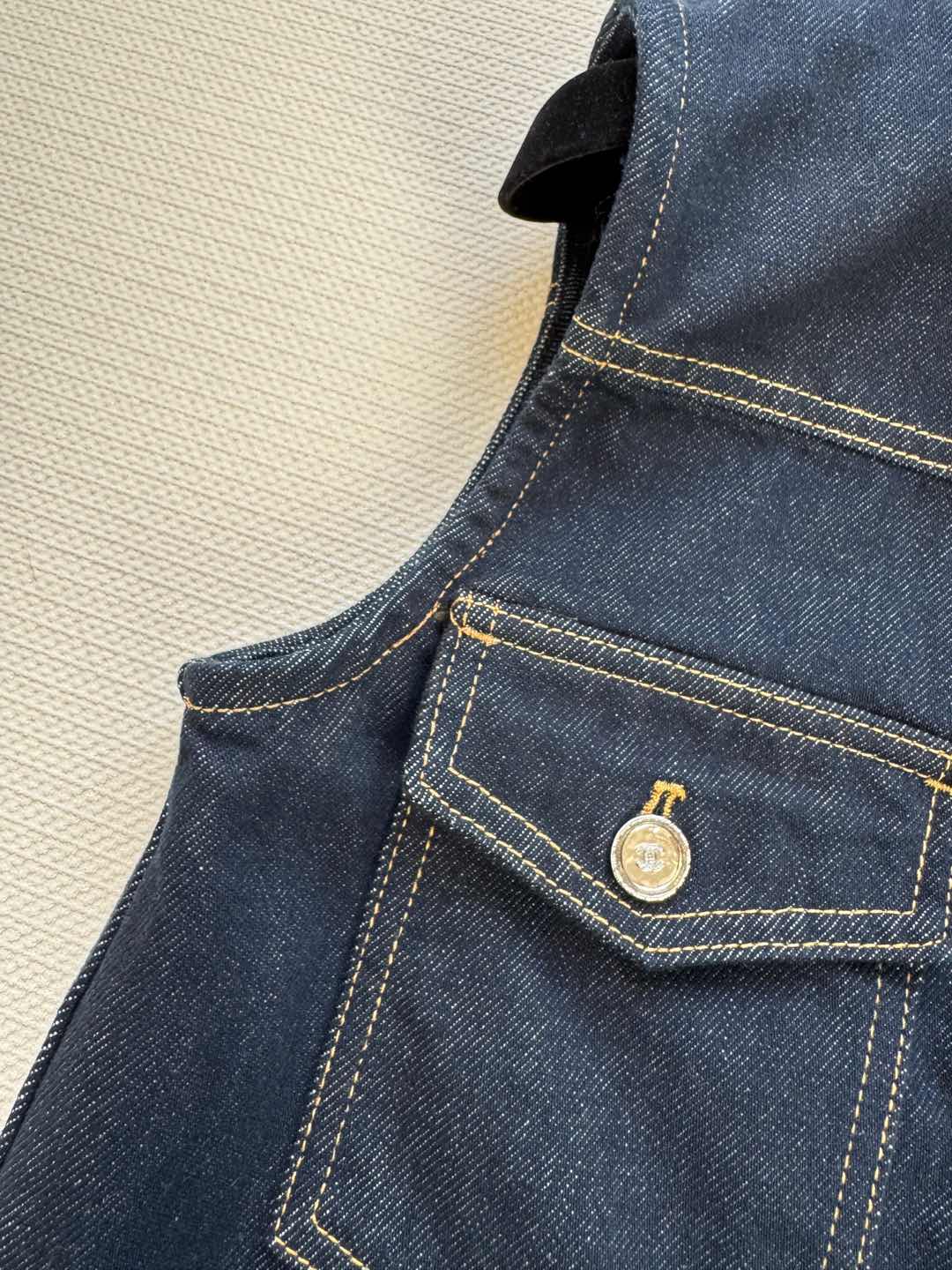CC 25 Vest Jacket Blue Denim Fabric