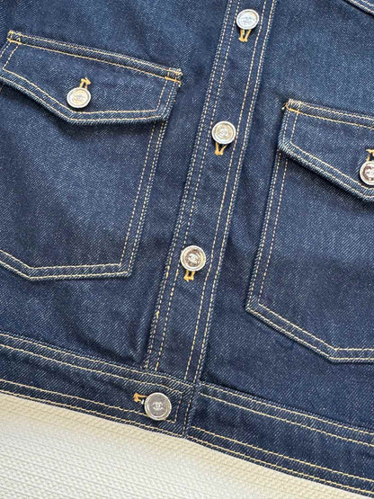 CC 25 Vest Jacket Blue Denim Fabric