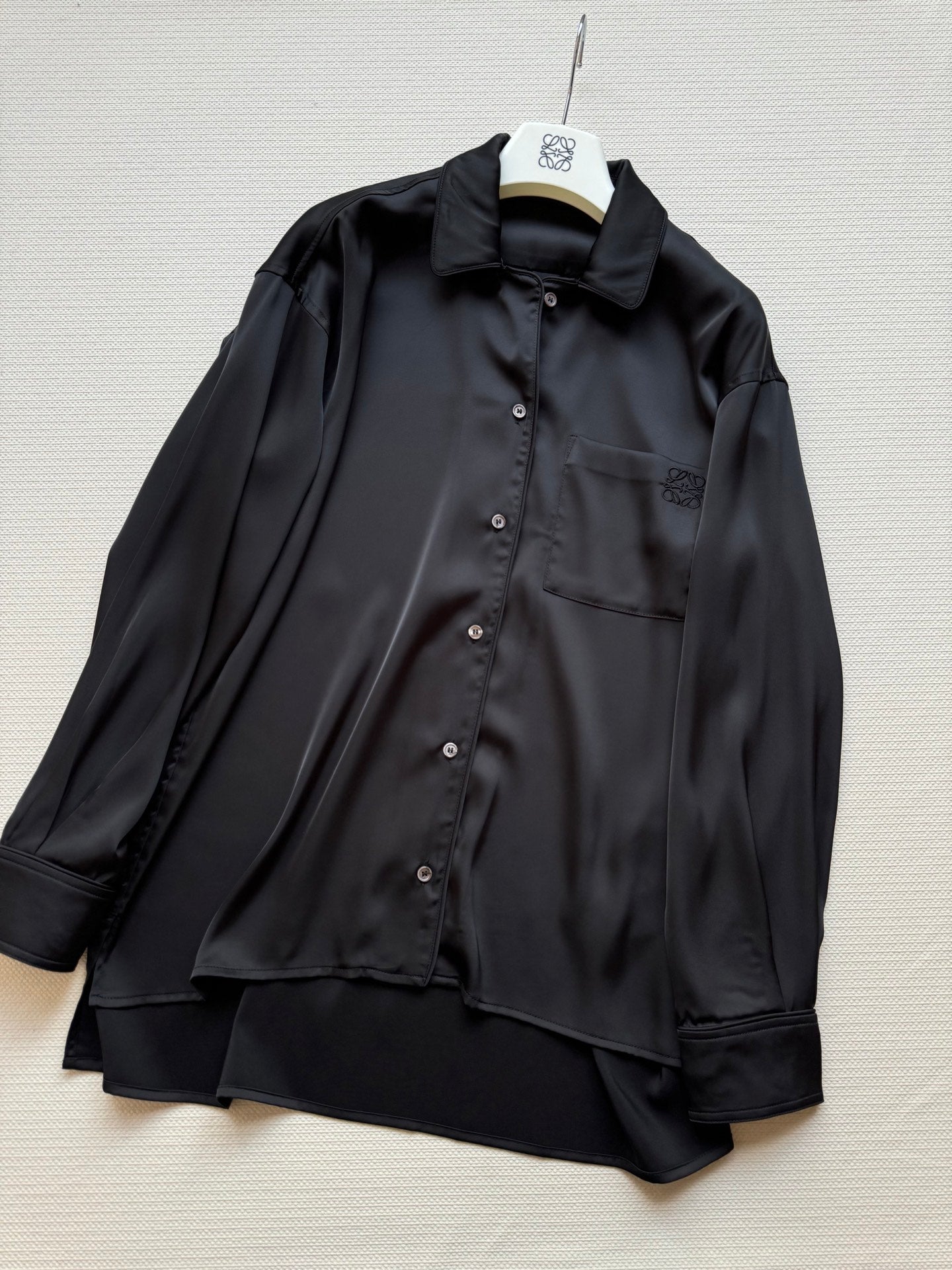 Loewe Shirt Black Satin Fabric