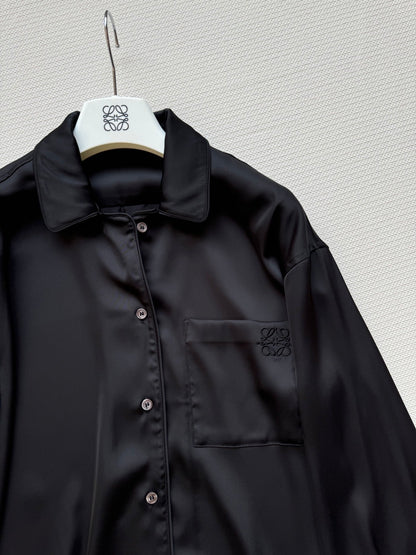 Loewe Shirt Black Satin Fabric