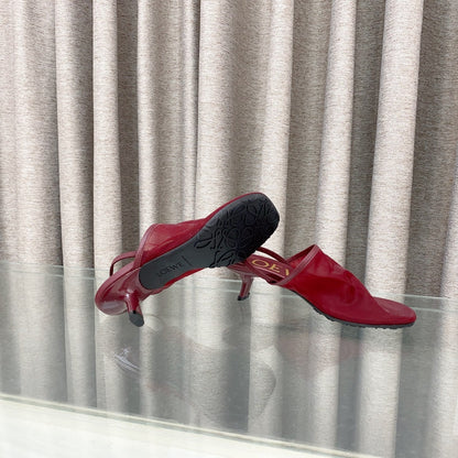 Loewe 25 Petal Slingback Red Mesh Sheepskin