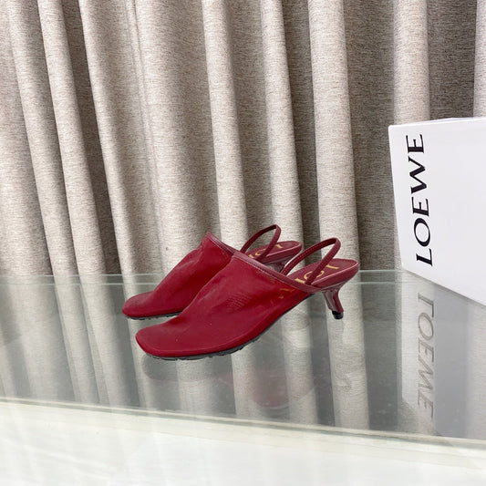 Loewe 25 Petal Slingback Red Mesh Sheepskin
