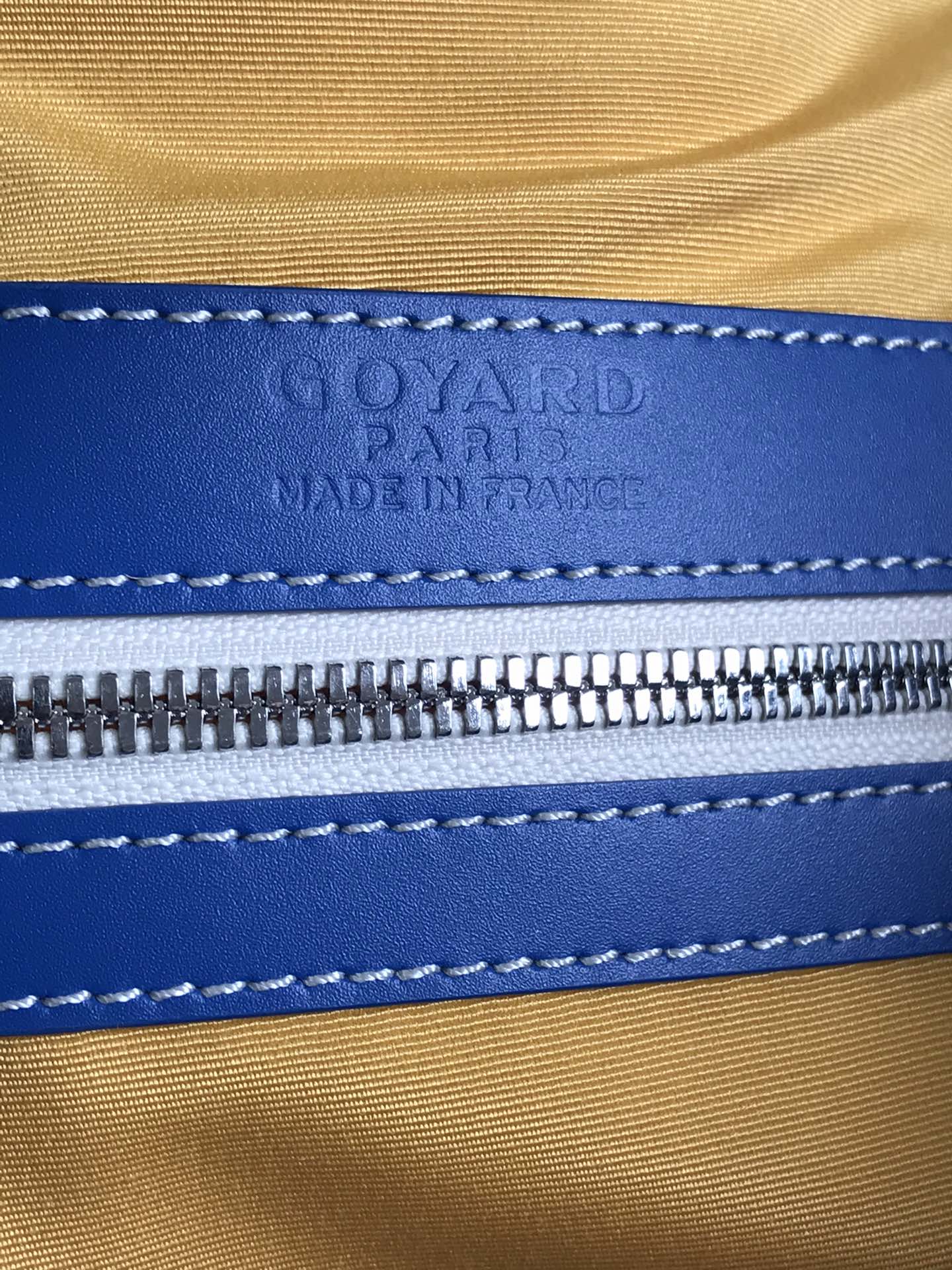 BOSTON 50 BAG IN SAPPHIRE BLUE GOYARDINE CANVAS AND CALFSKIN TRIM
